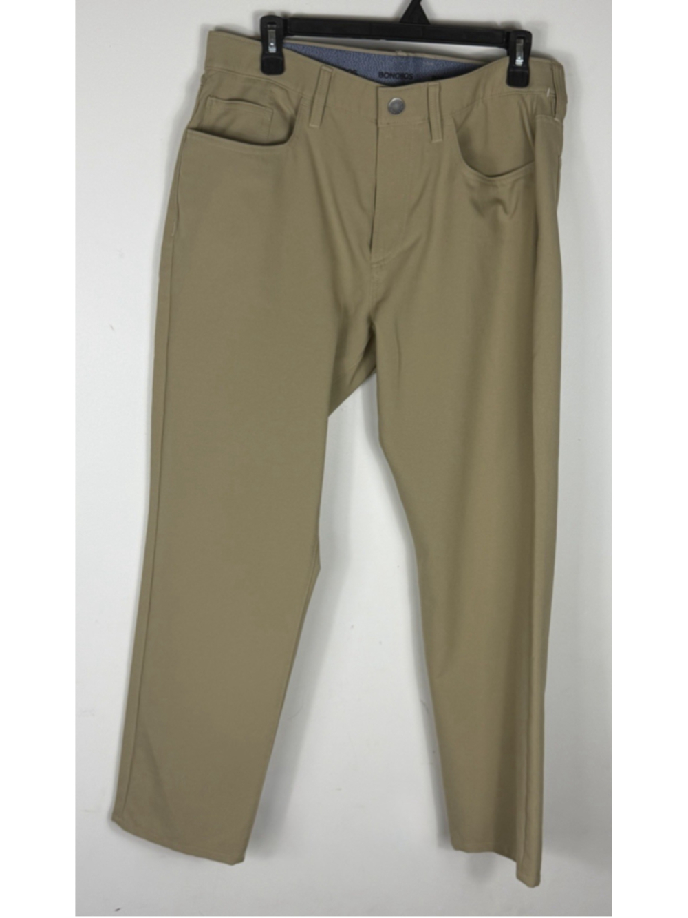 Bonobos Men Pants 33/28 Khaki Golf Pants Slim 27" Inseam Logo Stretch